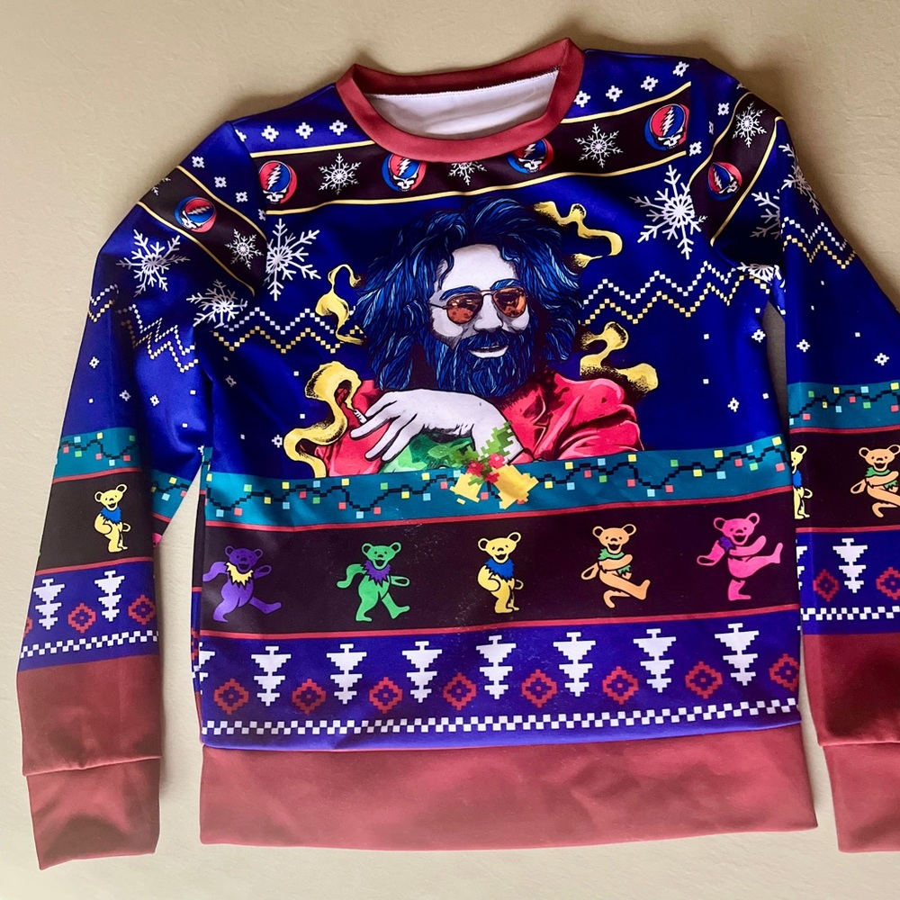 Grateful Dead-Jerry Garcia Printed Ugly Christmas Sweatshirt